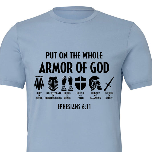 Baby Blue Armor of God graphic T-shirt